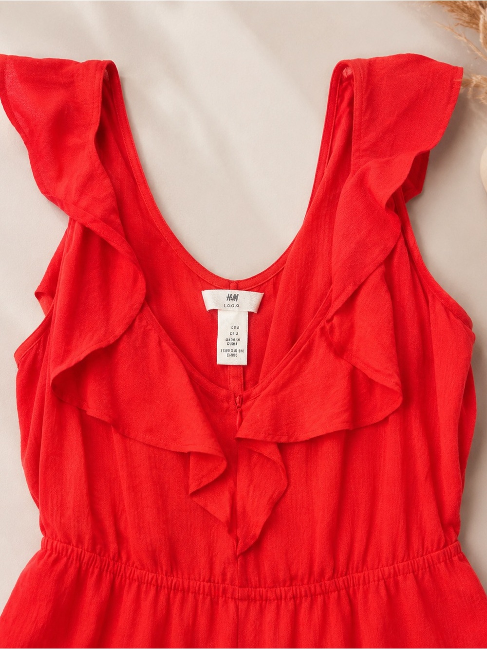 H&M Red Ruffle V-Neck Romper - Picture 3 of 4